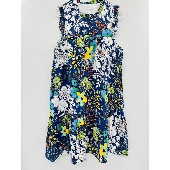 London Times Women's Ruffle Neck and Sleeveless Armhole Tiered Popover Dress L - Picture 3 of 14